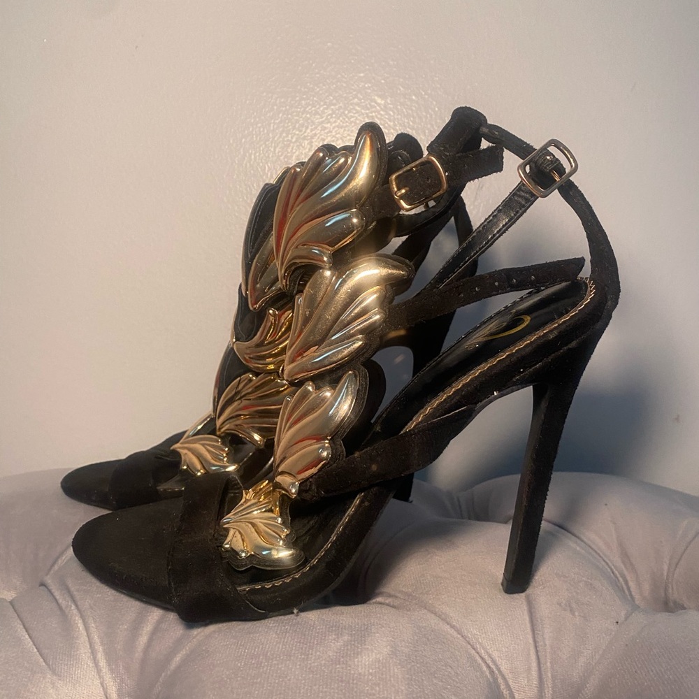 Elegant Athena Windsor Black and Gold High Heeled Sandals